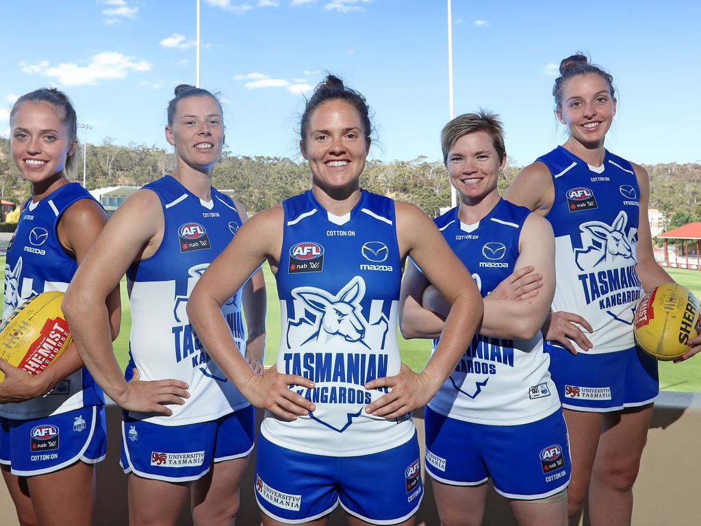 The kangaroos recruited well landing (L-R) Kaitlun Ashmore, Britt Gibson, captain Emma Kearney, Jess Duffin and Emma King. Picture: LUKE BOWDEN