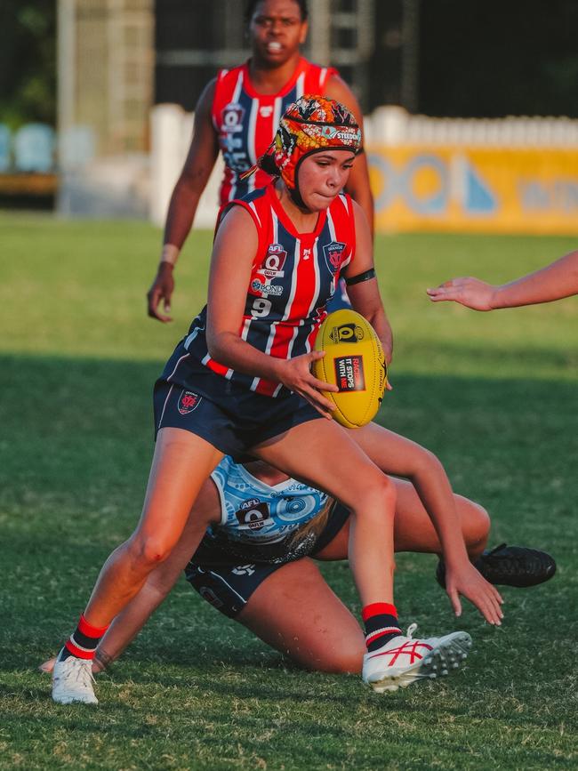 Wilston Grange player Summer Hamilton in action. Picture: Clyde Scorgie/Brooke Sleep Media.