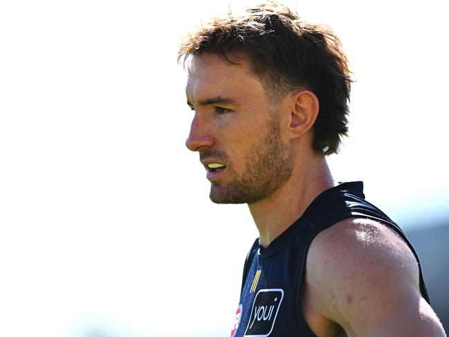 Brisbane co-captain Harris Andrews was outpointed by Jake Melksham. Picture: Albert Perez/Getty Images