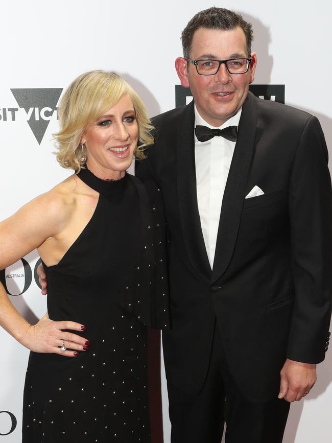 Victorian Premier Daniel Andrews and his wife Catherine on the NGV red carpet. Picture: AAP Image/ David Crosling