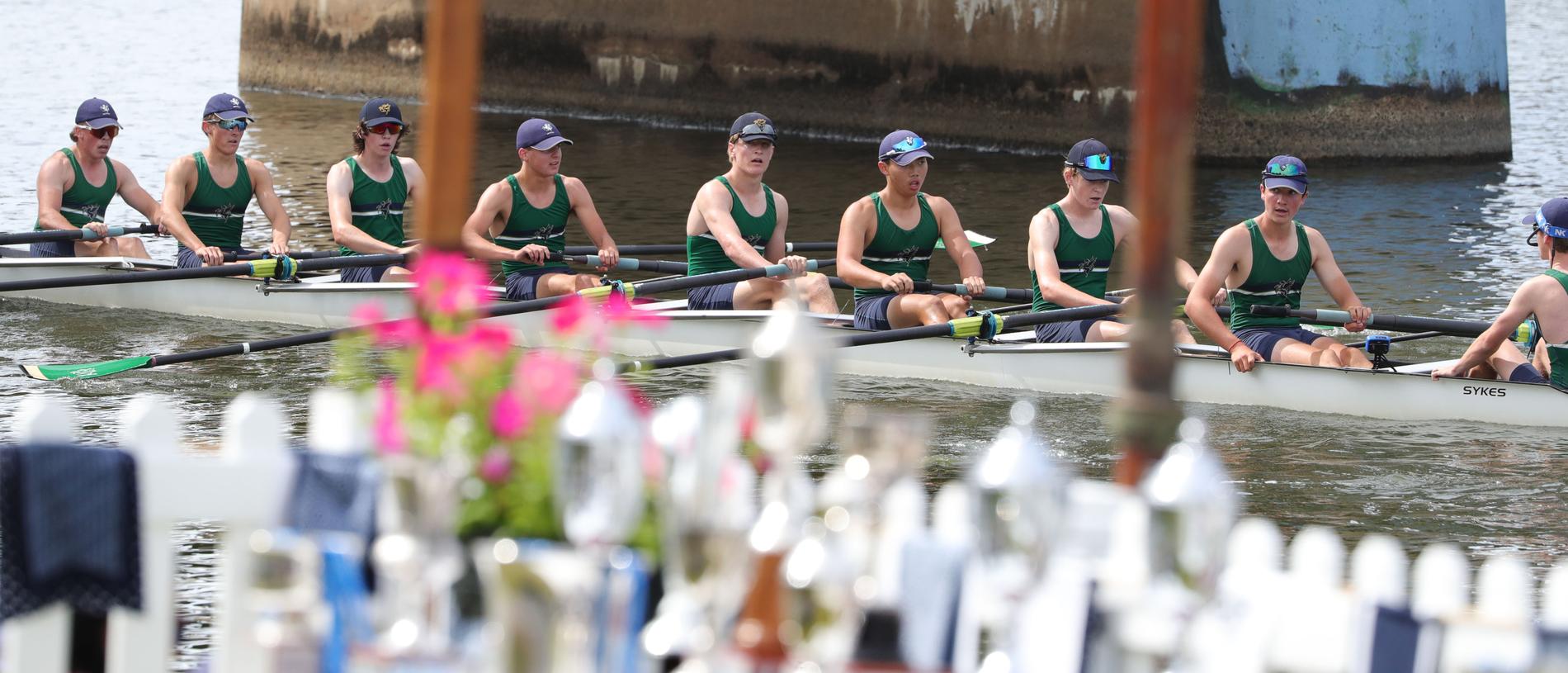 144th Barwon Regatta: Geelong College’s rowing eight in the school open division 2 final. Picture: Mark Wilson