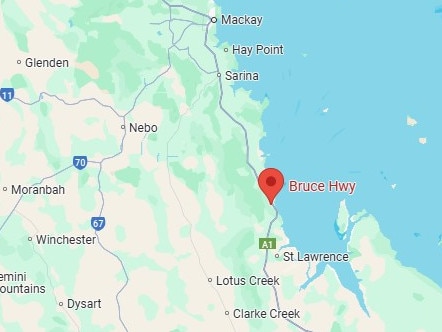 A b-double truck and ute have crashed on the Bruce Highway, near Marlborough south of Mackay. Picture: Google Maps