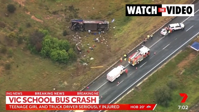 Girl injured in bus crash (7NEWS)