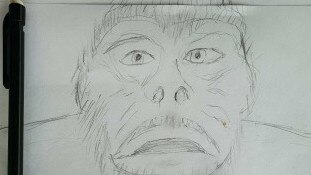 The witness sketch of the Yowie seen on Beechmont Road in November 2018. 