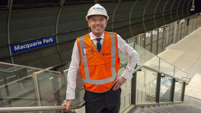 Treasurer Dominic Perrottet inspects the Metro Northwest works. It is set to open in May and improve train travel for Epping residents.