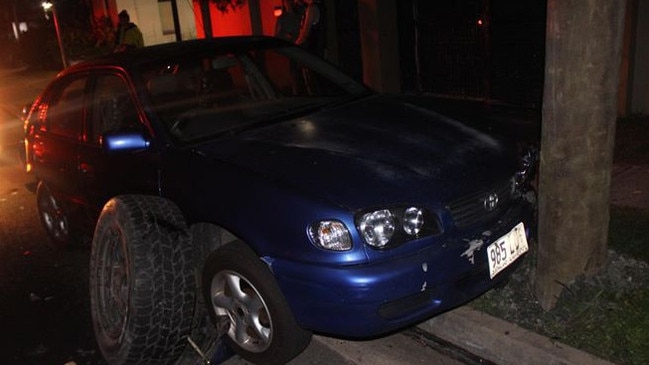 A car damaged in the incident at Labrador last night. Photo: Dean Shelton