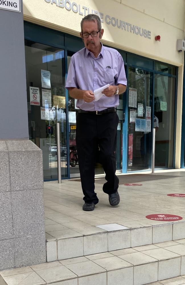 Allan John Goodall leaving Caboolture Magistratres Court after pleading guilty to exposing himself while watching a young woman sunbathe on a beach.