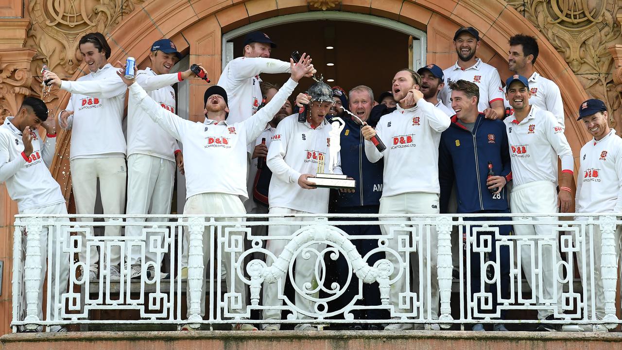 Essex captain Tom Westley holds the Bob Willis Trophy. Photo by Alex Davidson/Getty Images