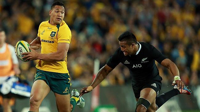 Israel Folau on the charge for the Wallabies.