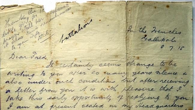 The first page of a letter from Duncan Chapman, the first man ashore during the landings of April 25,1915 in Gallipoli. They were only allowed two pages.  