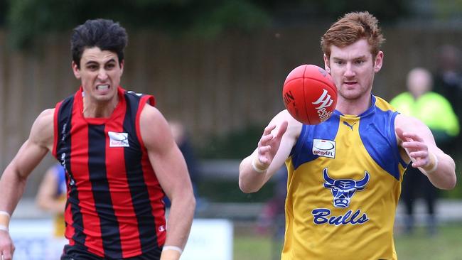 Ryan Morrison (right) should be on AFL radars, according to his coach at Noble Park. Picture: Hamish Blair.