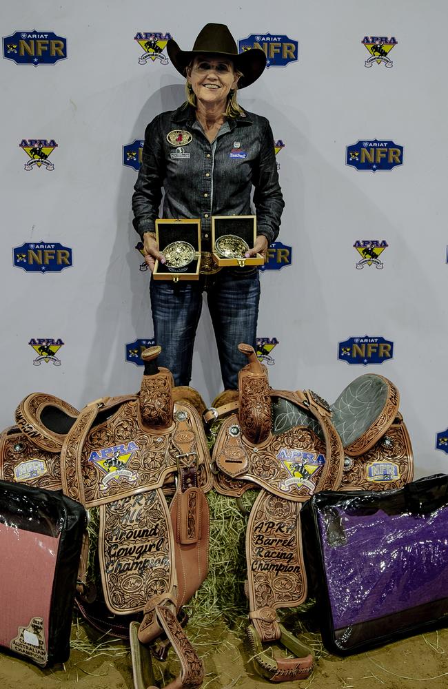 Emerald's Leanne Caban won the Barrel Race and All Around Cowgirl titles at the 2024 APRA National Finals Rodeo. Photo: Purple Fairy Imagery - Cherie Reeves