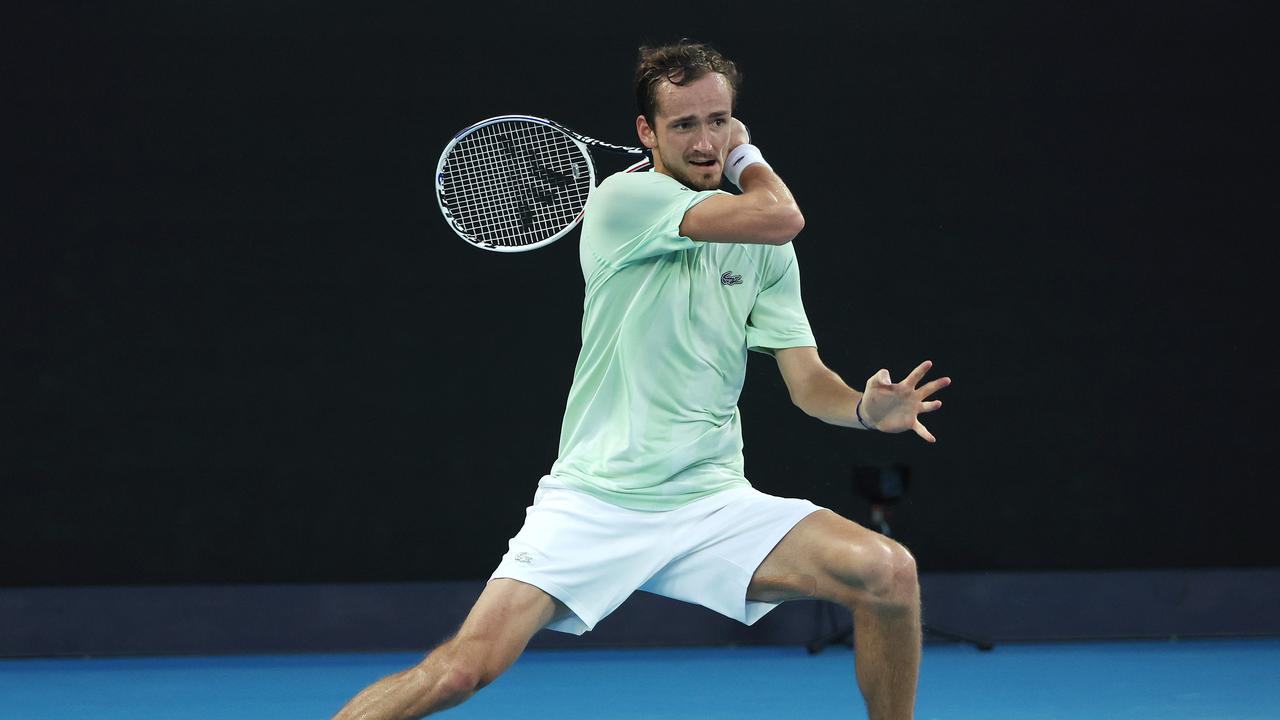 Daniil Medvedev produced the crucial first break in the fifth game of the match. Photo by Michael Klein