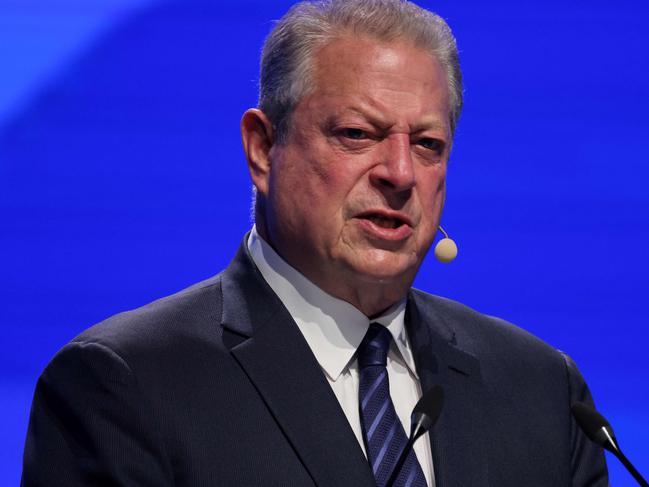 Former US vice president and climate campaigner Al Gore speaks at an event launch for the climate TRACE initiative -- a greenhouse gases inventory of the largest facility-level sources -- during the COP27 climate conference at the Sharm el-Sheikh International Convention Centre, in Egypt's Red Sea resort city of the same name, on November 9, 2022. (Photo by Joseph EID / AFP)