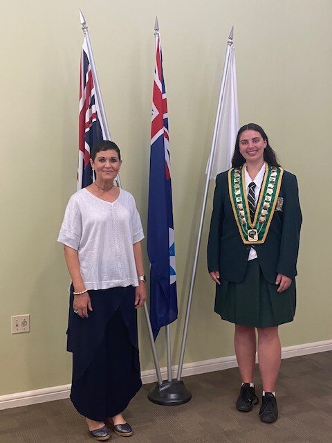 Lockyer Valley Regional Council mayor Tanya Milligan with Lockyer District State High School year 11 student Cindy Storey.