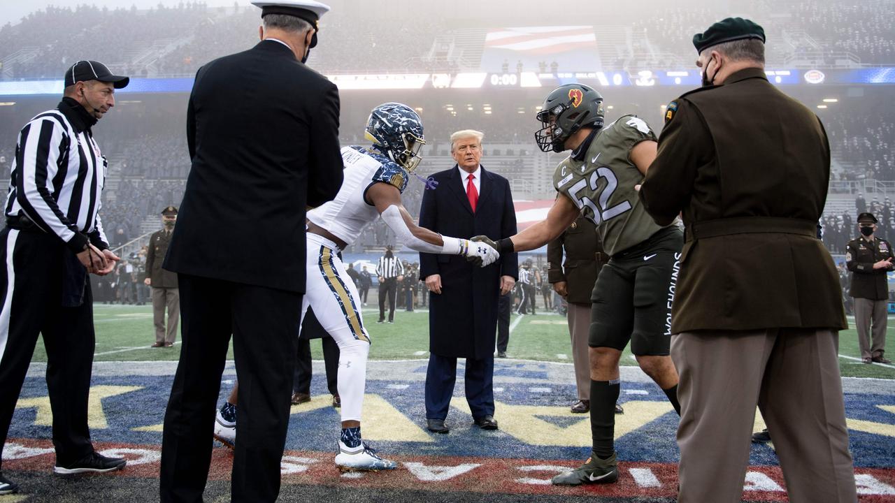 Donald Trump at the Army-Navy football game on December 12. Picture: Brendan Smialowski/AFP