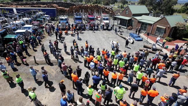 Timber workers rally, Morwell. Picture: Yuri Kouzmin