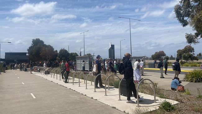 Travellers into Geelong are waiting an hour for coaches to take them from Wyndham Vale station. Picture: Chelsea Bunting