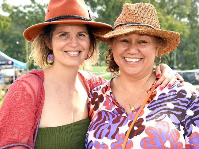 Claire Cox (left) and Tammy Loewe. Meatstock Festival, Toowoomba showgrounds. April 2022