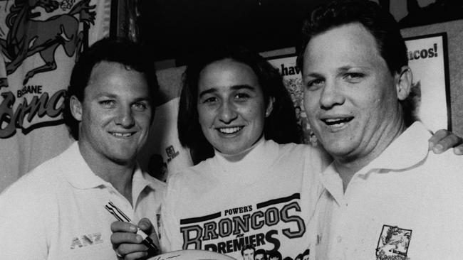 Kerrod (left) and Kevin Walters with swimmer Hayley Lewis in 1992.