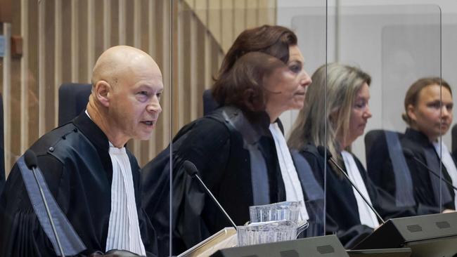 Presiding judge Hendrik Steenhuis opens the court hearing into MH17. Picture: AFP