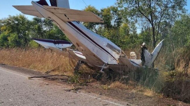 A Cessna 310 aircraft which crashed outside Derby Airport. Picture: Channel 9