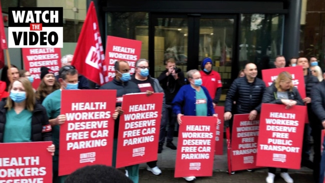 Hospital workers strike in car park stoush