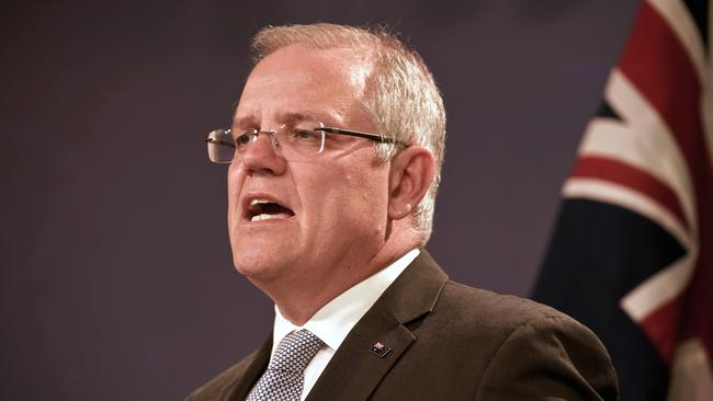 Prime Minister Scott Morrison at a press conference on Saturday in response to the Melbourne terror attack.