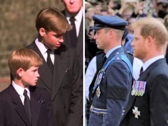 Prince William and Prince Harry walking behind the Queen's coffin was an echo of the funeral of Diana, Princess of Wales.