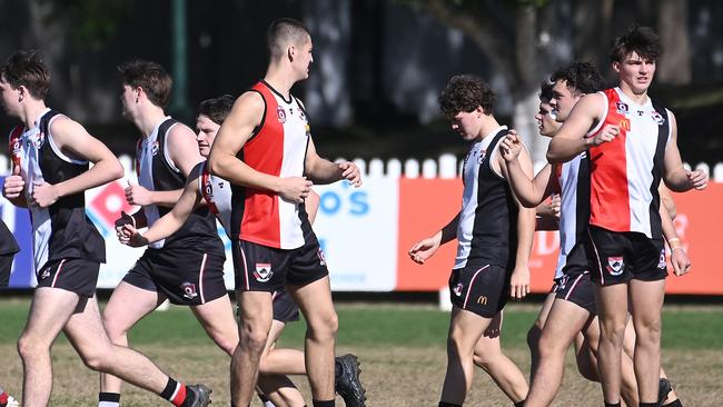 Morningside player before the game QAFL colts Morningside v Surfers Paradise. Picture, John Gass