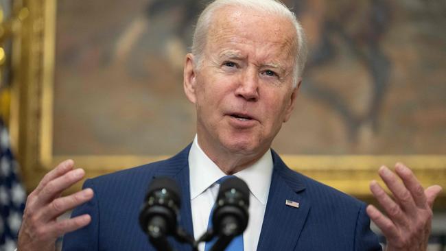 US President Joe Biden speaks about supporting Ukrainians defending their country against Russia, in the Roosevelt Room of the White House in Washington, DC. Picture: Jim WATSON / AFP