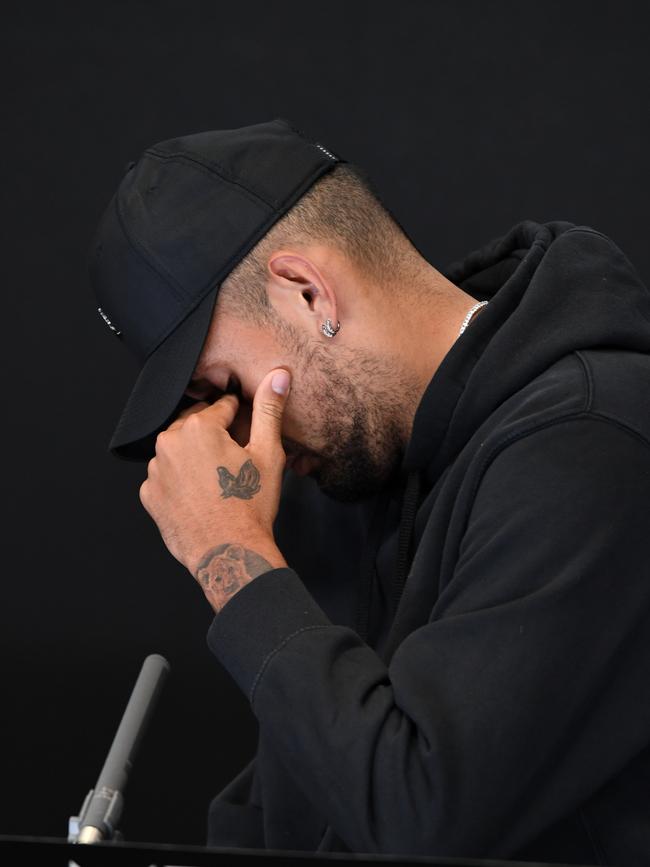 Nick Kyrgios during his press conference. Picture: James D. Morgan/Getty