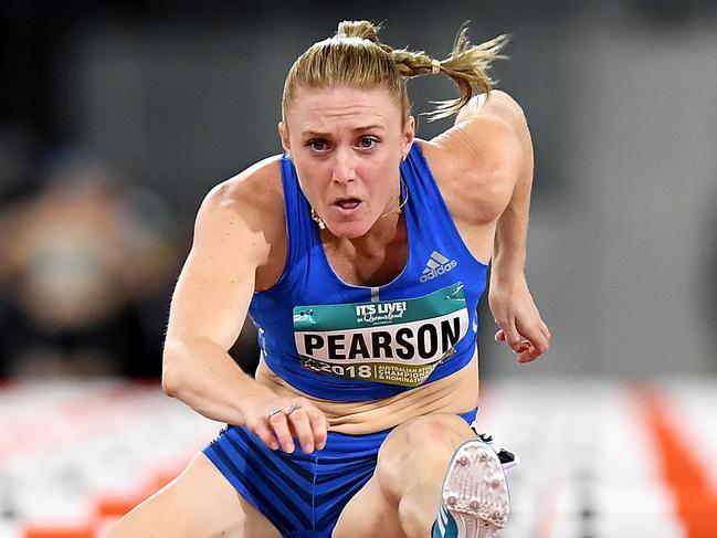 GOLD COAST, AUSTRALIA - FEBRUARY 17:  Sally Pearson competes in the final of the Women's 100m hurdle event during the Australian Athletics Championships & Nomination Trials at Carrara Stadium on February 17, 2018 in Gold Coast, Australia.  (Photo by Bradley Kanaris/Getty Images)