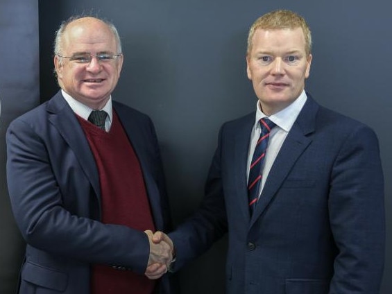 Parramatta Lord Mayor Andrew Wilson with Mark Stapleton after the latter’s appointment to council’s top job. 