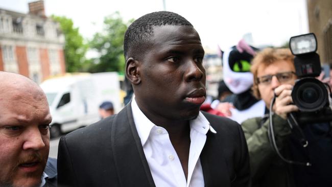 West Ham's French defender Kurt Zouma arrives at the Thames Magistrates' Court, in London, on June 1, 2022 to attend his sentencing for kicking and slapping his cat in a video posted on the social network Snapchat. (Photo by Daniel LEAL / AFP)