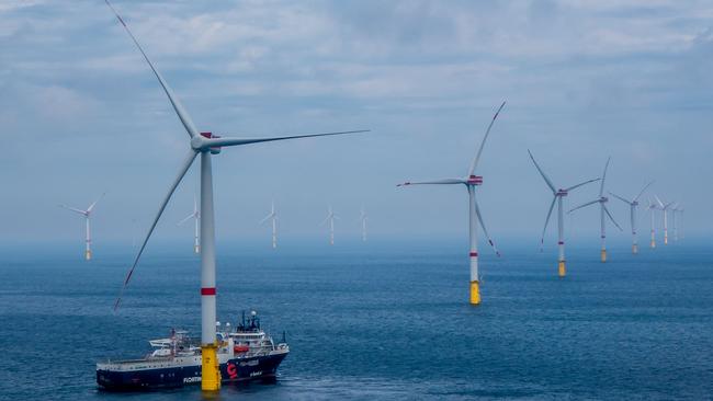 Germany’s Veja Mate offshore wind farm facility. While wind turbines on land still remain a dominant renewable source, offshore wind projects are expected to triple globally this decade.