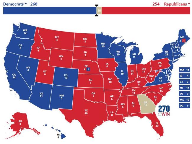 What the American electoral map would look like, according to the Morning Consult survey. Image: 270toWin