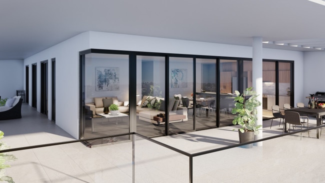 Artist impression of a balcony at the Lato Baia Wynnum development.