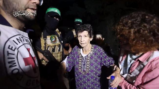 Yocheved Lifshitz and Nurit Cooper (also known as Nurit Yitzhak) who were held hostages by Palestinian Hamas militants, are released by the militants.