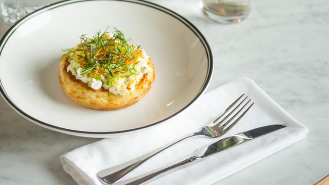 Crab crumpet at The Mayfair Restaurant Picture: Eugene Hyland