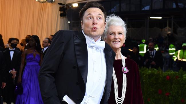 Elon Musk and his mother, supermodel Maye Musk, arrive for the 2022 Met Gala in May.