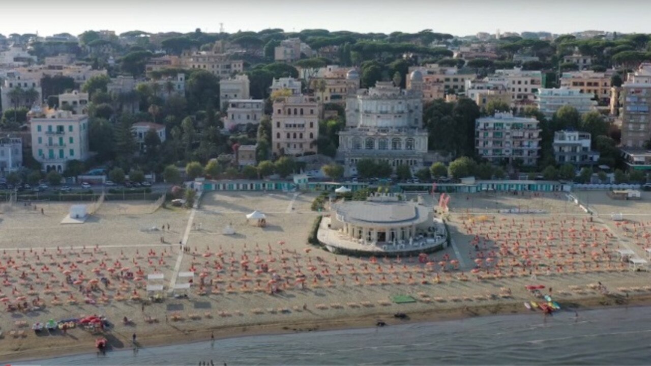 The palace sits overlooking the Italian coastline of Anzio. Picture: YouTube/abandonedcentral