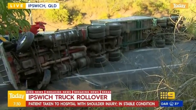 Warrego Highway truck rollover (The Today Show)