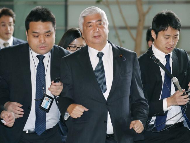 Meetings ... Japan's Defence Minister Gen Nakatani arrives at the Prime Minister's official residence in Tokyo following reports of seismic activity in North Korea. Picture: Kyodo/AP