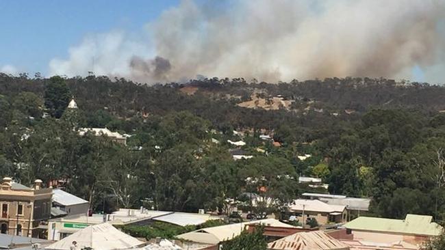 The bushfire burning at Emu Flat, near the township of Clare. Picture: The Plains Producer