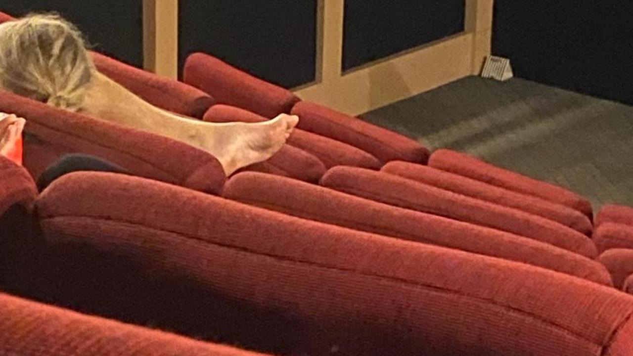 A Scottish tourist snapped this picture of bare feet seen at the cinema in New Zealand. Picture: Reddit