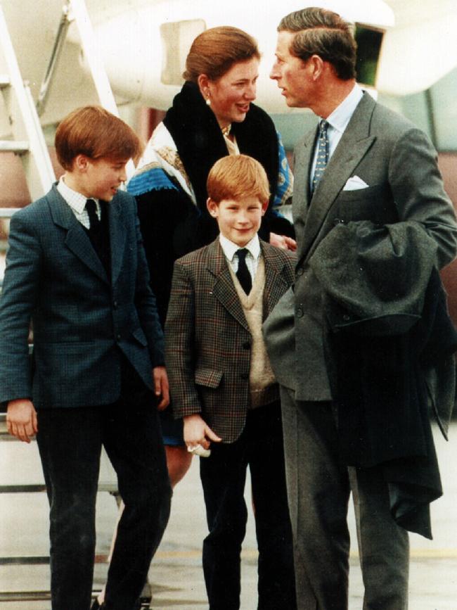 Prince Charles and Prince William and Harry arriving in Switzerland for skiing trip.