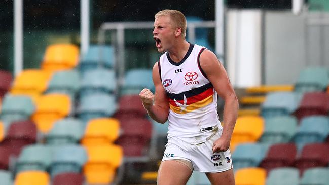 Billy Frampton celebrates his first goal as a Crow.