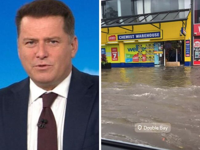 Karl Stefanovic shares video of flooding in Double Bay.