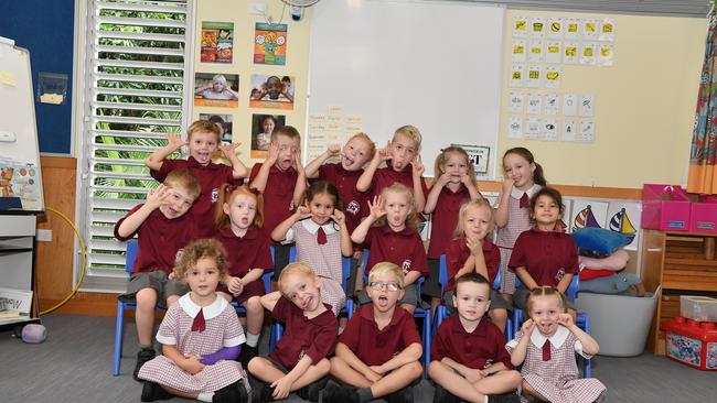 MY FIRST YEAR: Funny faces. Palmwoods State School Preps. Picture: Patrick Woods.